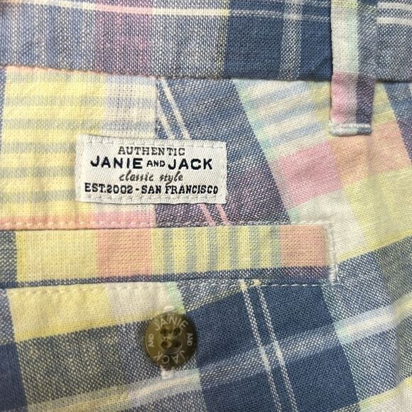 Janie and Jack 100048995 Plaid Linen-Cotton Short True Blue NWT - Picture 8 of 9